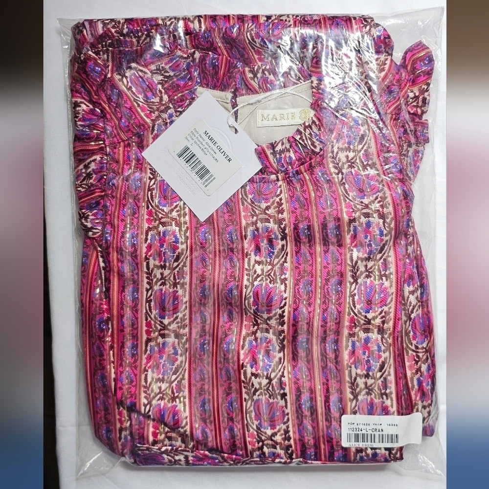 NEW MARIE OLIVER Alice Dress in Lychee Stripe Size L - Picture 6 of 10
